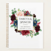 ボホ開花 |ブルゴーニュ・レッドとネイビー・ブルーカスタム プランナー手帳 (正面)