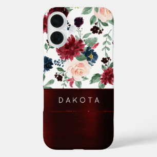 ボホ開花 マルサラエレガントレッドパターンモノグラム iPhone 16ケース