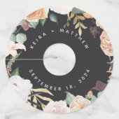 ボホ開花 |モダンパーソナライズされた結婚フローラ ワイングラスタグ (正面)