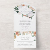 ボホ開花 |幾何モダンフローラ結婚の オールインワン招待状 (内側)