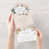 ボホ開花 |幾何モダンフローラ結婚の オールインワン招待状 (貼ってはがせる)