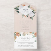 ボホ開花 |幾何モダンフローラ結婚の オールインワン招待状 (内側)