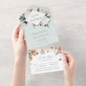 ボホ開花 |幾何モダンフローラ結婚の オールインワン招待状 (貼ってはがせる)