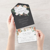 ボホ開花 |幾何モダンフローラ結婚の オールインワン招待状 (貼ってはがせる)