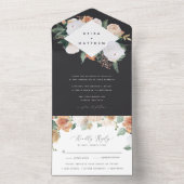 ボホ開花 |幾何モダンフローラ結婚の オールインワン招待状 (内側)