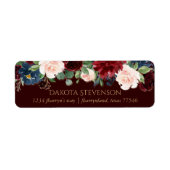 ボホ開花 |濃いエレガント赤と海軍の住所 ラベル (正面)