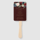 ボホ開花 |濃エレガント赤赤面とネイビーブルー ハンドファン (正面)