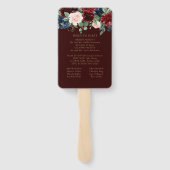 ボホ開花 |濃エレガント赤赤面とネイビーブルー ハンドファン (裏面)