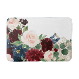 ボホ開花 |赤エレガントと赤面きらめくパターン バスマット