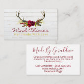 ボホ開花〔雄ジカの〕枝角手作りウインドチメ 名刺 (正面/裏面)