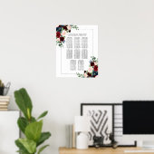 ボホ開花 | BurgundyおよびNavy Blueシーティングチャート ポスター (ホームオフィス)