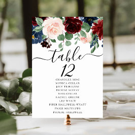 ボホ開花 | Burgundy RedとNavy Blueの座席 テーブルナンバー