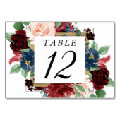 ボホ開花 | Burgundy RedとNavy Blueリース テーブルナンバー (正面)