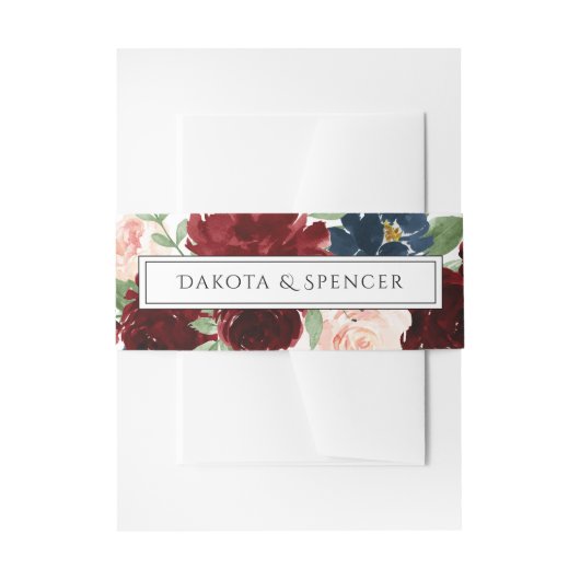 ボホ開花 | Burgundy RedとNavy Blue Garland 招待状ベリーバンド (正面例)