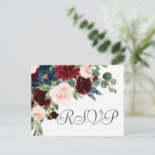 ボホ開花   Burgundy RedとNavy Blue RSVP ポストカード