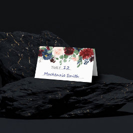 ボホ開花 | Burgundy Red and 素朴 Navy Garland プレイスカード