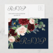 ボホ開花 | Dark Navy BlueとBurgundy Response ポストカード (正面/裏面)