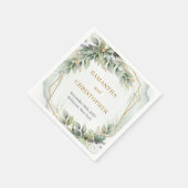 ボホ離れセージ金ゴールドグリッター結婚のナプキン スタンダードカクテルナプキン (角)