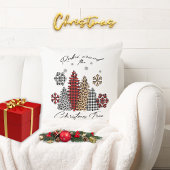 ボホ雪モダン片タータンチェックかわいいクリスマス クッション
