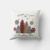 ボホ雪モダン片タータンチェックかわいいクリスマス クッション (裏面)