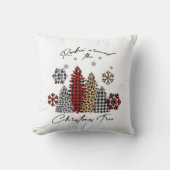 ボホ雪モダン片タータンチェックかわいいクリスマス クッション (正面)