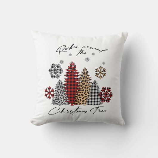 ボホ雪モダン片タータンチェックかわいいクリスマス クッション (正面)