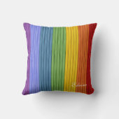 ボホ魅力的レインボーストライプズカスタムモノグラム クッション (裏面)