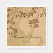 ボホ魅力的牡丹と金ゴールド結婚ズ スタンダードランチョンナプキン (正面)
