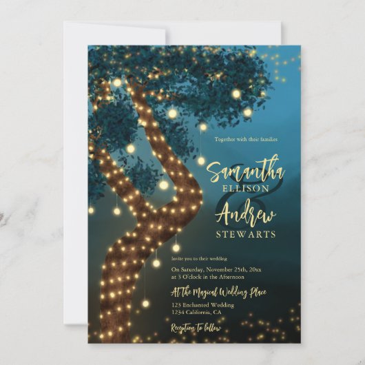 ボホ魔法の魔法の魔法の森の結婚森の森 招待状 (正面)