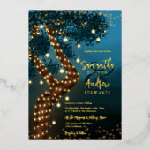 ボホ魔法の魔法の魔法の森の結婚森の森 箔招待状 (正面)