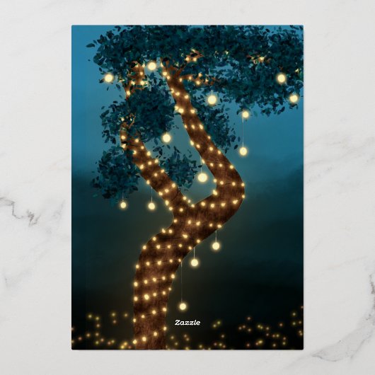 ボホ魔法の魔法の魔法の森の結婚森の森 箔招待状 (裏面)