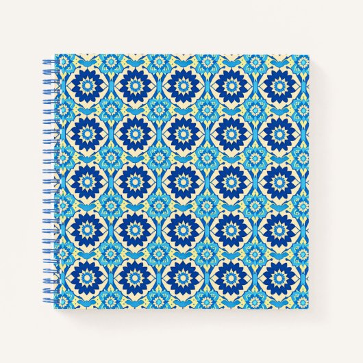 ボホ鮮やかシック花の柄 ノートブック (正面)