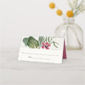 ボホ鮮やかピーチ赤面トロピカルフローラ結婚ズ プレイスカード (裏面)