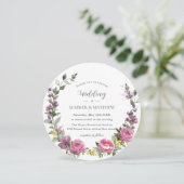 ボホ鮮やかマゼンタピンクパープルフローラ結婚ズ 招待状 (スタンド正面)