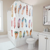 ボホ鮮やか羽:水彩イラストレーション シャワーカーテン (インサイチュ)