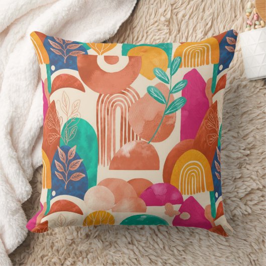ボホ鮮やか色 クッション (ブランケット)