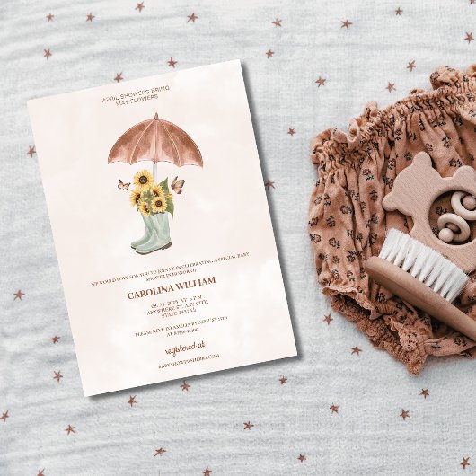 ボホ4月のシャワー私の花の赤ちゃんシャワーをもたらす 招待状