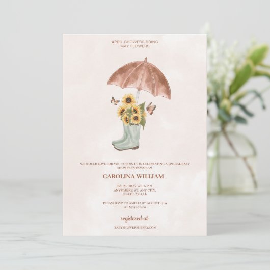 ボホ4月のシャワー私の花の赤ちゃんシャワーをもたらす 招待状 (スタンド正面)