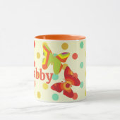 ボホ70年代の水玉模様ストライプバタフライ マグカップ (中央)