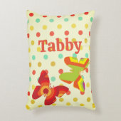 ボホ70年代の水玉模様ストライプ蝶オレンジ黄色 アクセントクッション (正面(垂直))