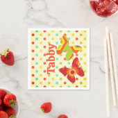 ボホ70年代の水玉模様ストライプ蝶オレンジ黄色 スタンダードカクテルナプキン (インサイチュ)