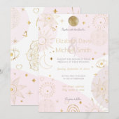 ボホ アストロジー ゴールド セレスチャル パターン 招待状 (正面/裏面)