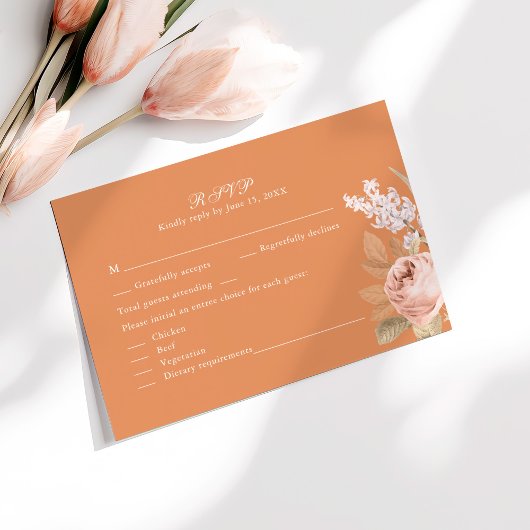 ボホ アップリコット ピオニー 結婚式 出席確認カード サンキューカード