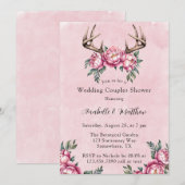 ボホ アントラー ピンク 牡丹 ウェディング カップル シャワー 招待状 (正面/裏面)