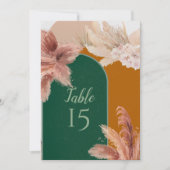 ボホ アーチ パンパス グラス ウェディング テーブル ナンバー 招待状 (正面)