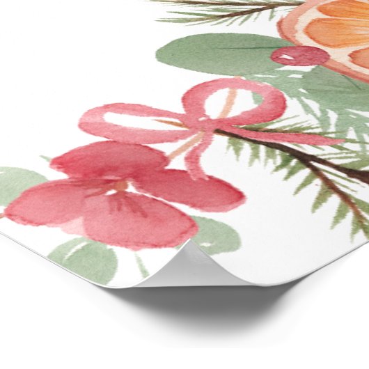 ボホ ウィンター ドライ シトラス フラワーブライダル ウェルカム ポスター (角)