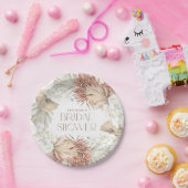 ボホ ウェディング シャワーのためのパームリーフとオーキッドの花輪 ペーパープレート (パーティー)