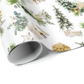 ボホ・ウォータカラー・クリスマスコンポジション・グリーティング ラッピングペーパー (ロールコーナー)