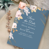 ボホ エレメンタル ブルー 牡丹 Save the Date カード