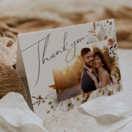 ボホ オータム ワイルドフラワー | 折りたたまれた写真 サンキューカード